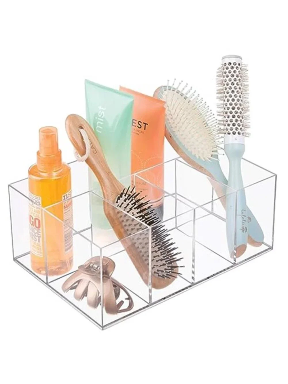 Clear Makeup Organizer Vanity Storage 5 Compartment Cosmetic Skincare Holder